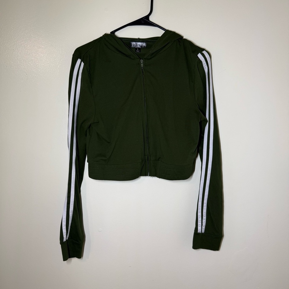 Feathers Olive Jacket with White Stripes